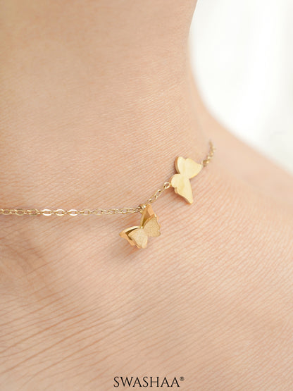 Pierid Butterfly Charms 18K Gold Plated Women's Anklet