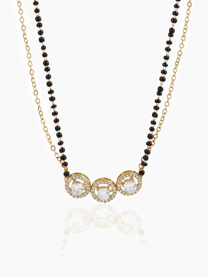 Pihu Three Round CZ Diamond Layered 18K Gold Plated Mangalsutra