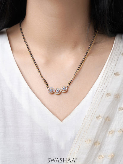 Pihu Three Round CZ Diamond Layered 18K Gold Plated Mangalsutra
