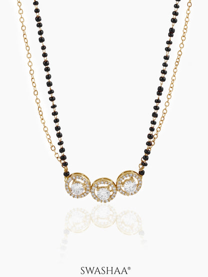 Pihu Three Round CZ Diamond Layered 18K Gold Plated Mangalsutra