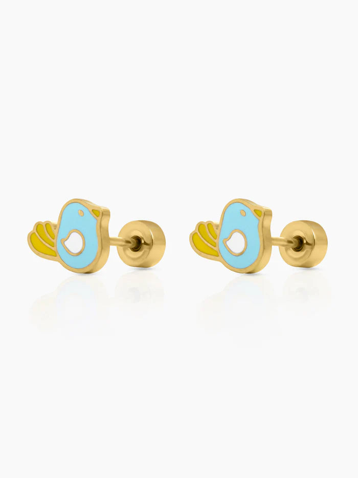 Piku Skybird Charm 18K Gold Plated Kid's Stud Earrings