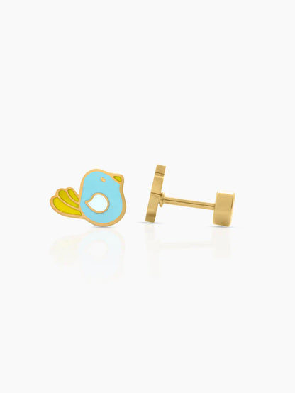 Piku Skybird Charm 18K Gold Plated Kid's Stud Earrings