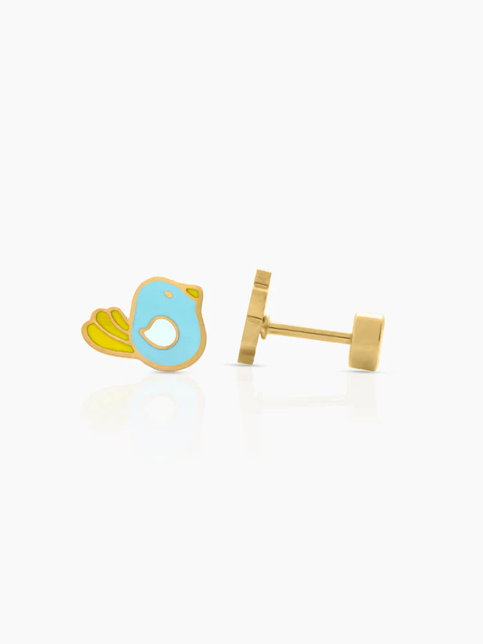 Piku Skybird Charm 18K Gold Plated Kid's Stud Earrings