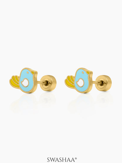 Piku Skybird 18K Gold Plated Kid's Earrings