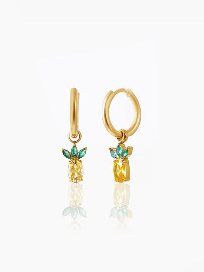 Pineapple Charm 18K Gold Plated Kid's Hoop Dangling Earrings
