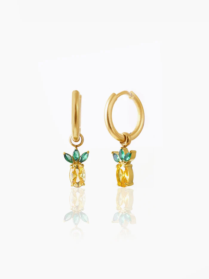 Pineapple Charm 18K Gold Plated Kid's Hoop Dangling Earrings