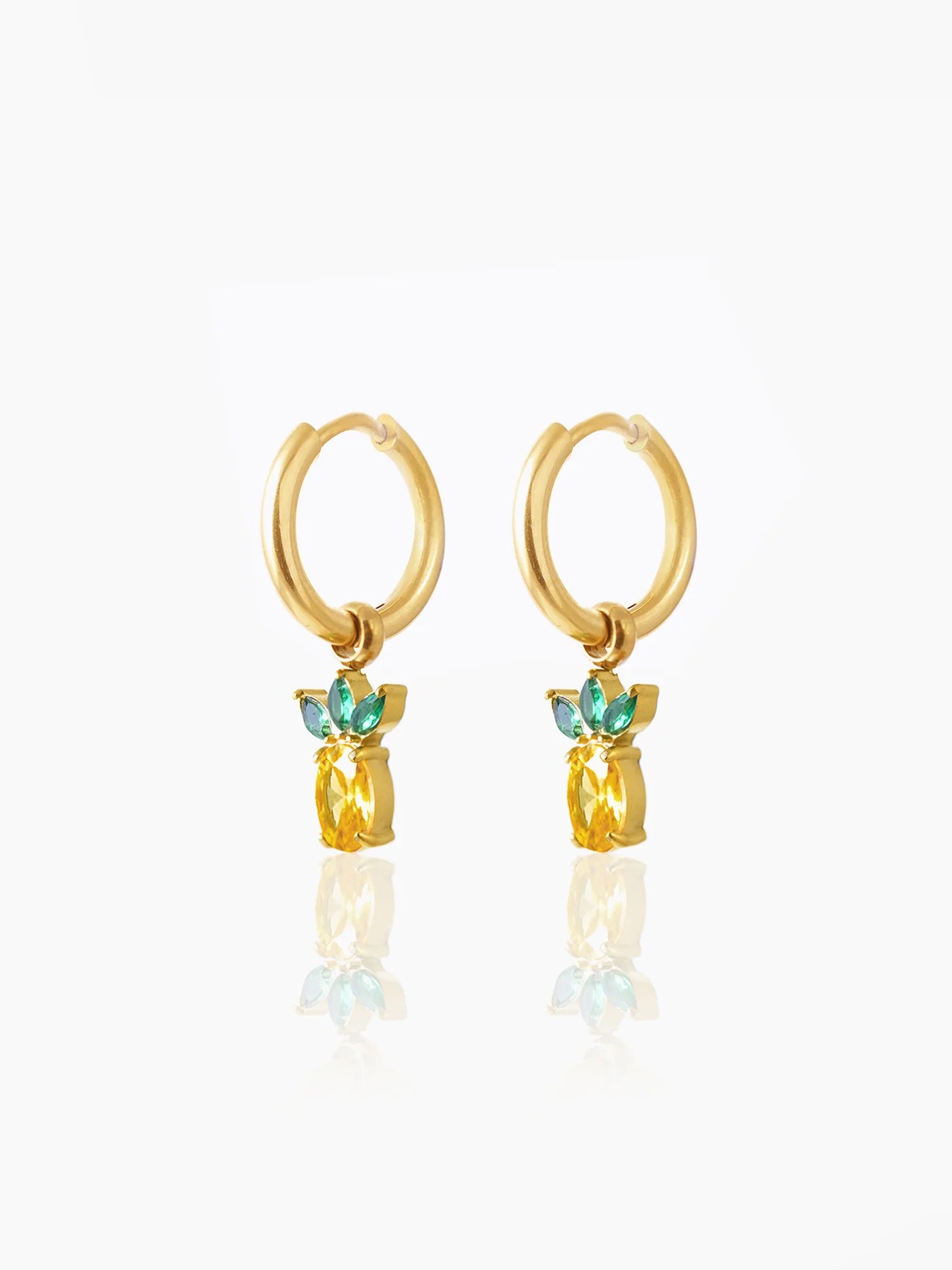 Pineapple Charm 18K Gold Plated Kid's Hoop Dangling Earrings
