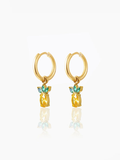Pineapple Charm 18K Gold Plated Kid's Hoop Dangling Earrings