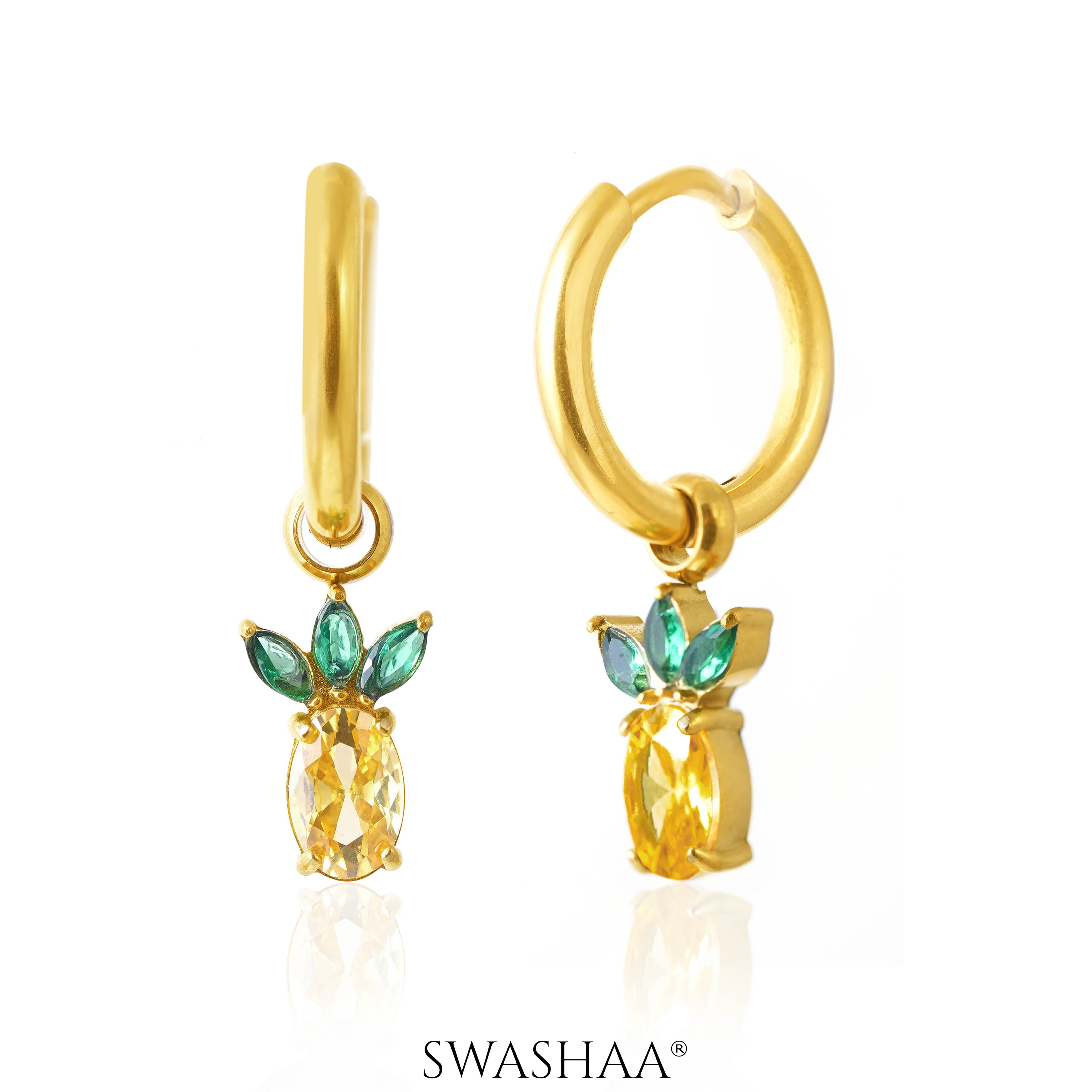 Pineapple 18K Gold Plated Kid's Hoop Earrings