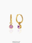 Pink Diamond 18K Gold Plated Kid's Hoop Earrings