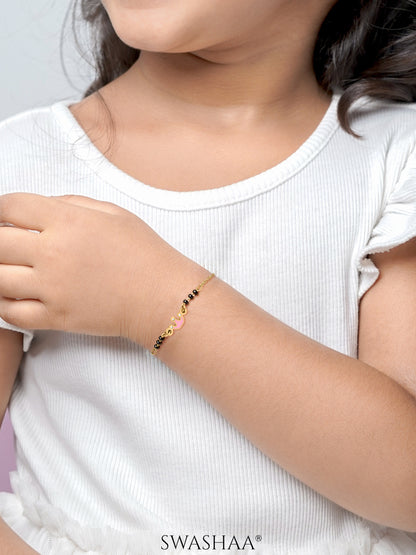 Pink Crown Charm 18K Gold Plated Kid's Nazariya Bracelet