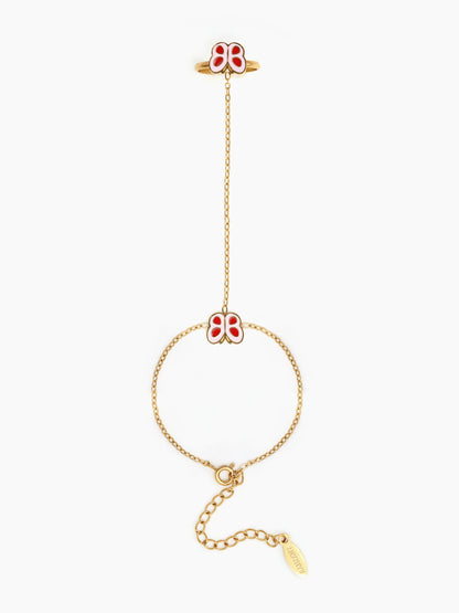 Pinky Butterfly 18K Gold Plated Kid's Ring Bracelet