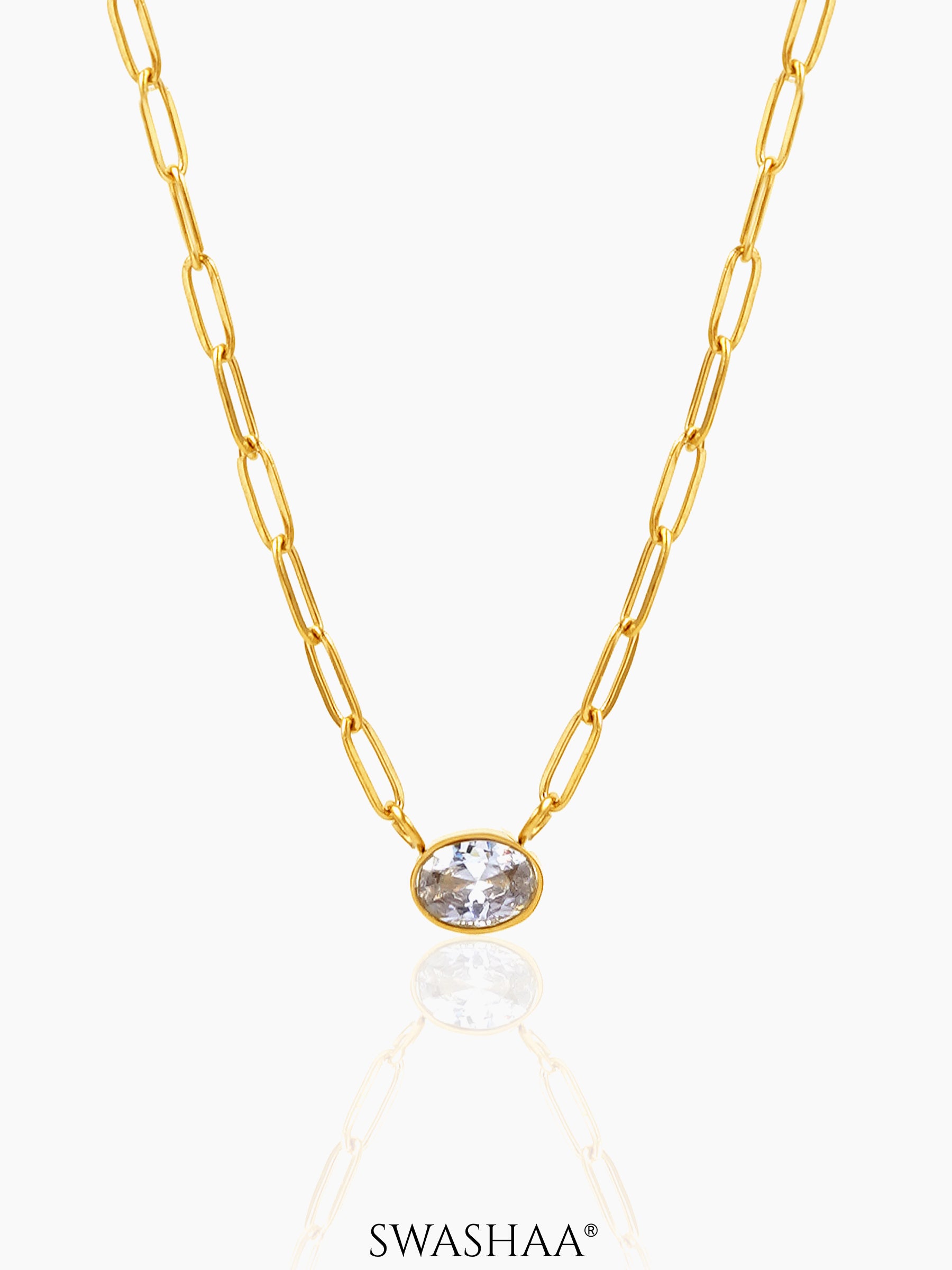 Pinsk Solitaire 18K Gold Plated Necklace