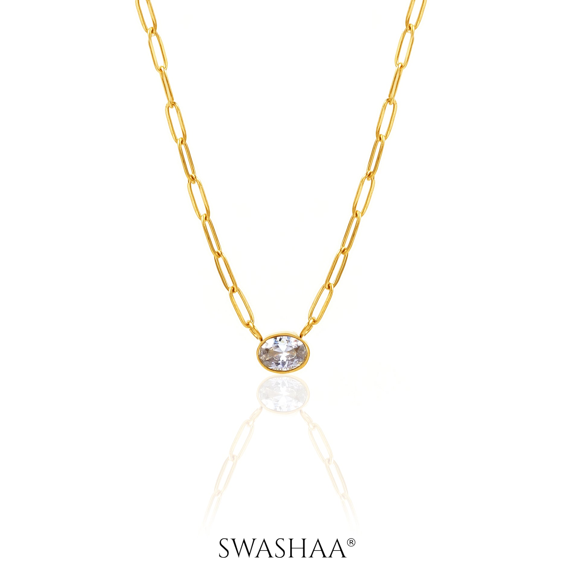 Pinsk Solitaire 18K Gold Plated Necklace