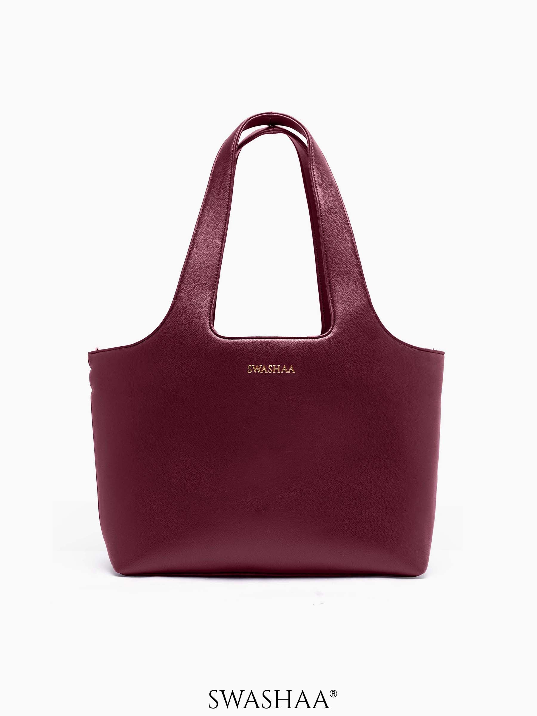 Plum Burgundy Bliss Leather Tote Bag