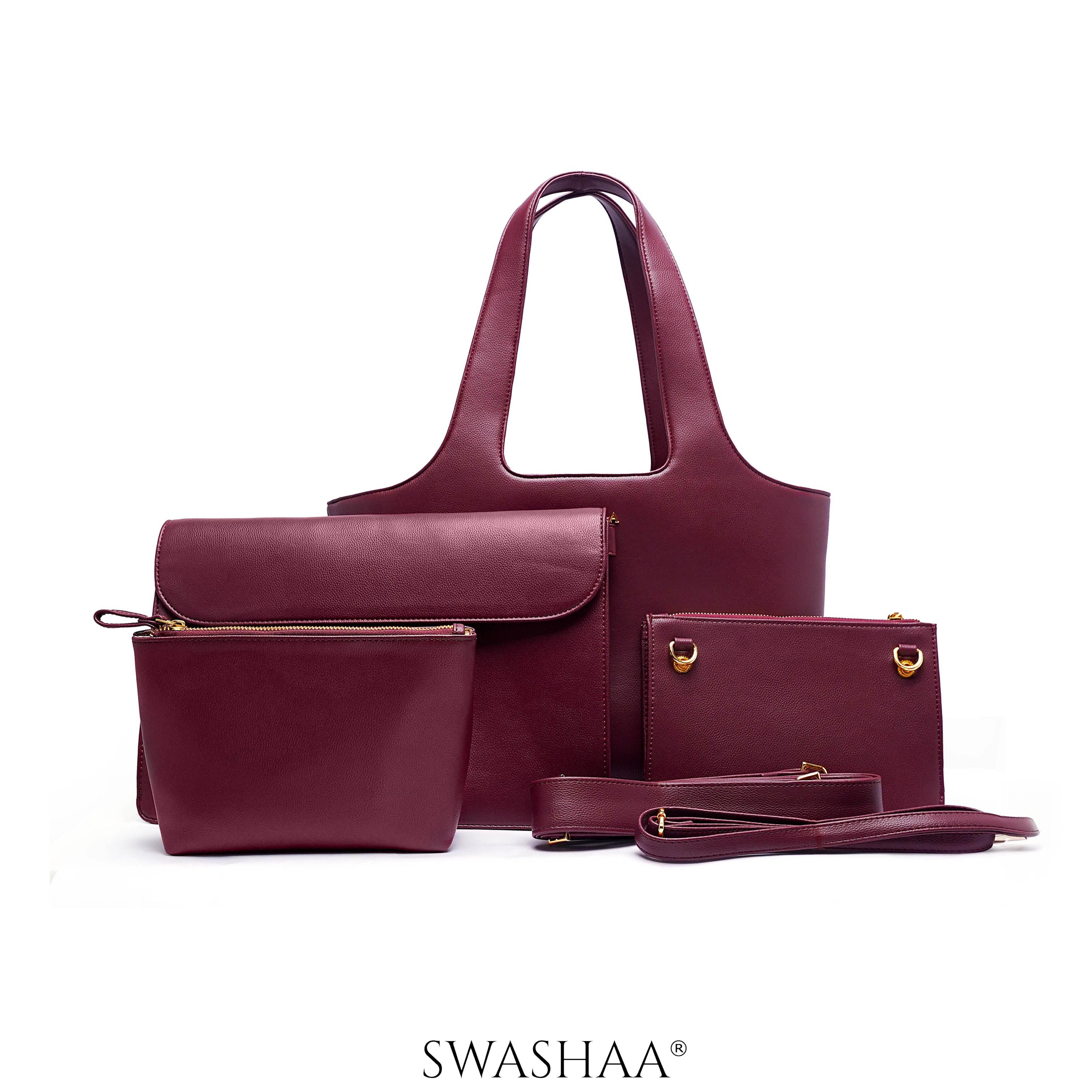 Plum Burgundy Bliss Leather Tote Bag