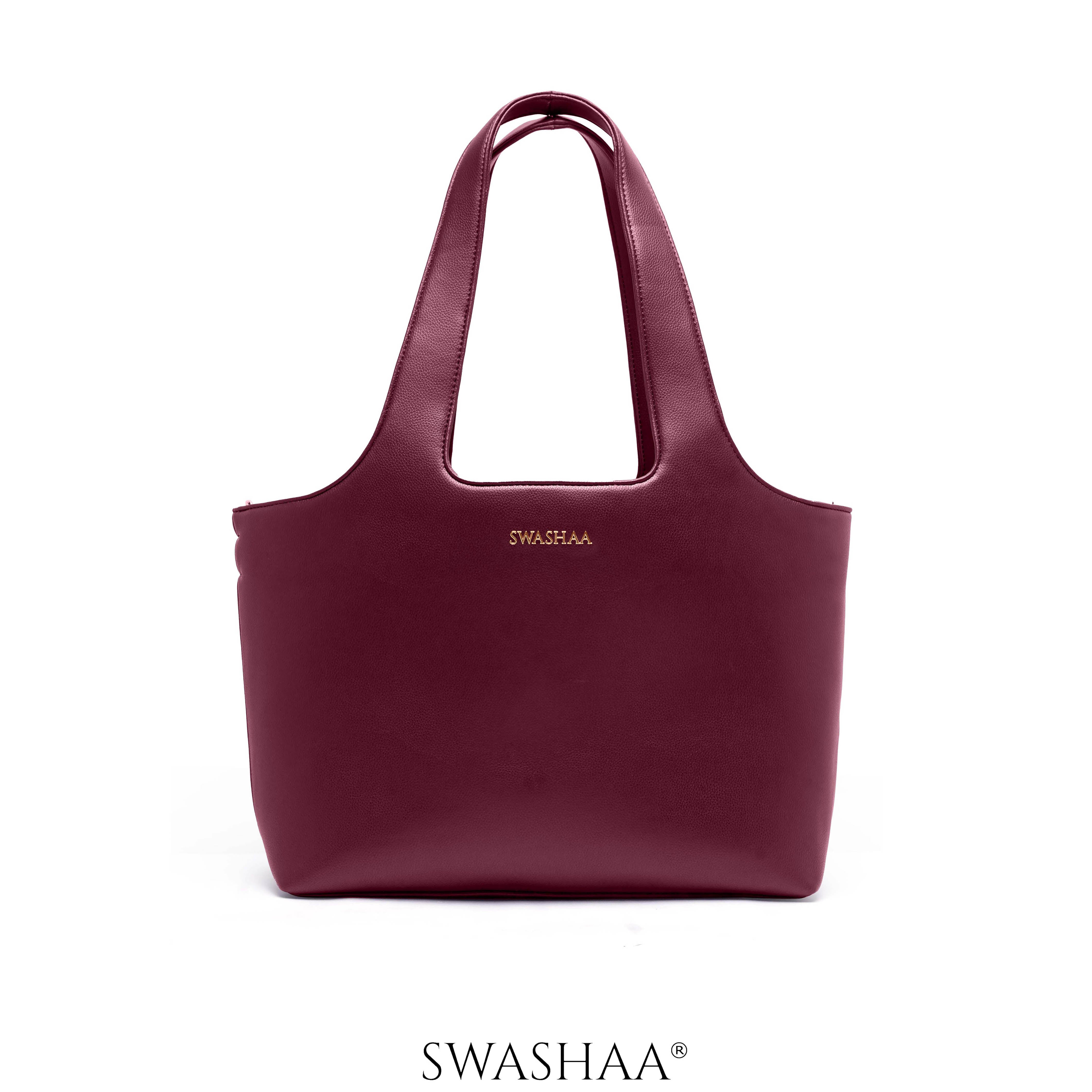 Plum Burgundy Bliss Leather Tote Bag