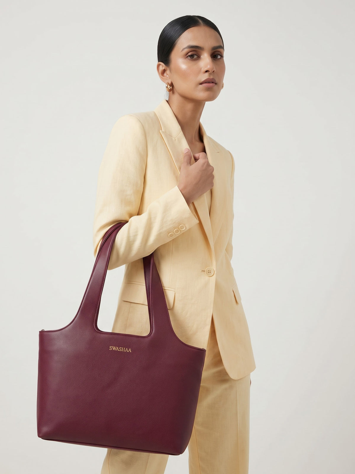 Plum Burgundy Bliss Women's Leather Tote Bag