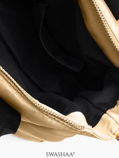 Plum Beige Nylon Women's Hand Bag