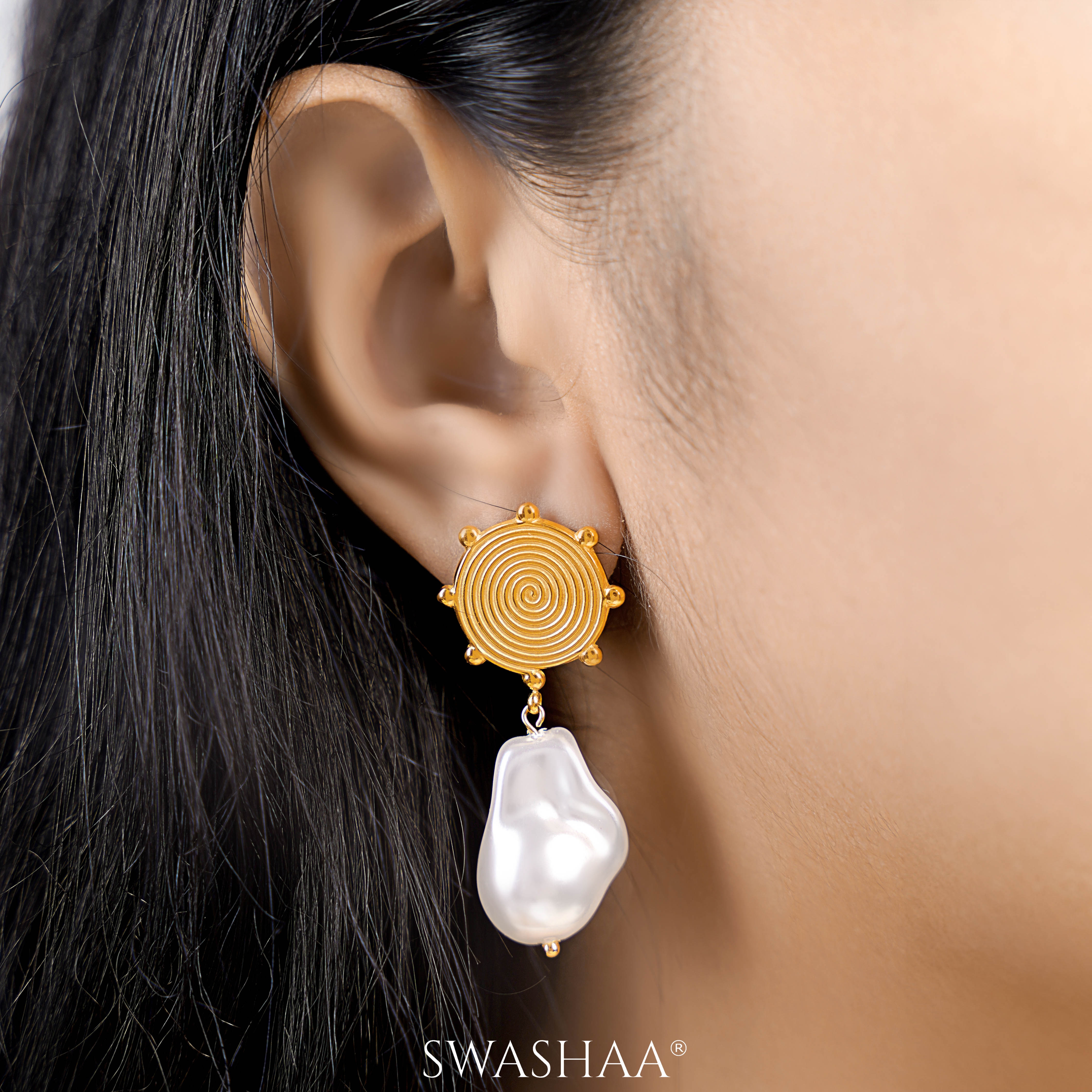 Pomponia Pearl 18K Gold Plated Earrings