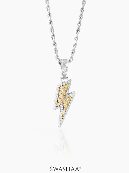 Potter Lightning Diamond Bolt Yellow Silver Men's Chain Pendant