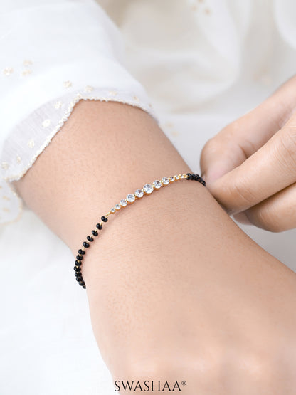 Pranika Diamond Bar 18K Gold Plated Mangalsutra Bracelet