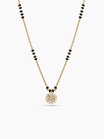 Prapti Floral Diamond 18K Gold Plated  Women's Chain Pendant Mangalsutra Necklace