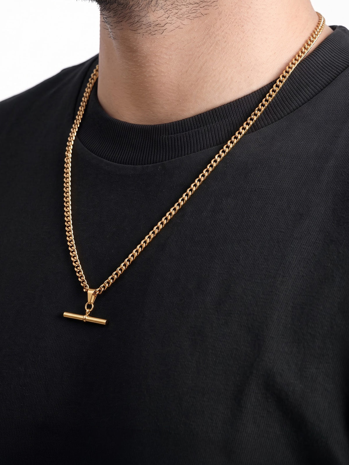 Preston Bar 18K Gold Plated Cuban Chain Men's Chain Pendant