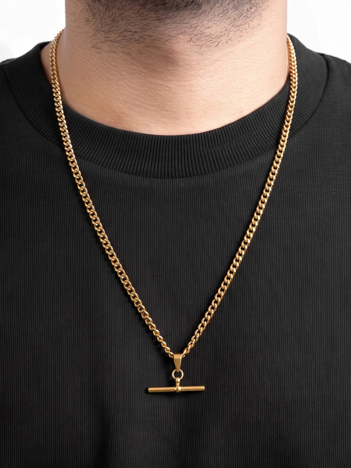 Preston Bar 18K Gold Plated Cuban Chain Men's Chain Pendant