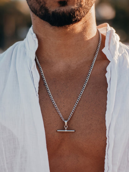Preston Bar Silver Cuban Chain Men's Chain Pendant