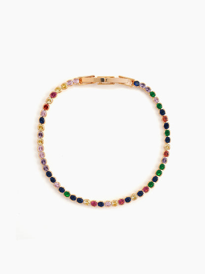 Prism Diamond Multi - 18K Gold Plated Tennis Women's Bracelet