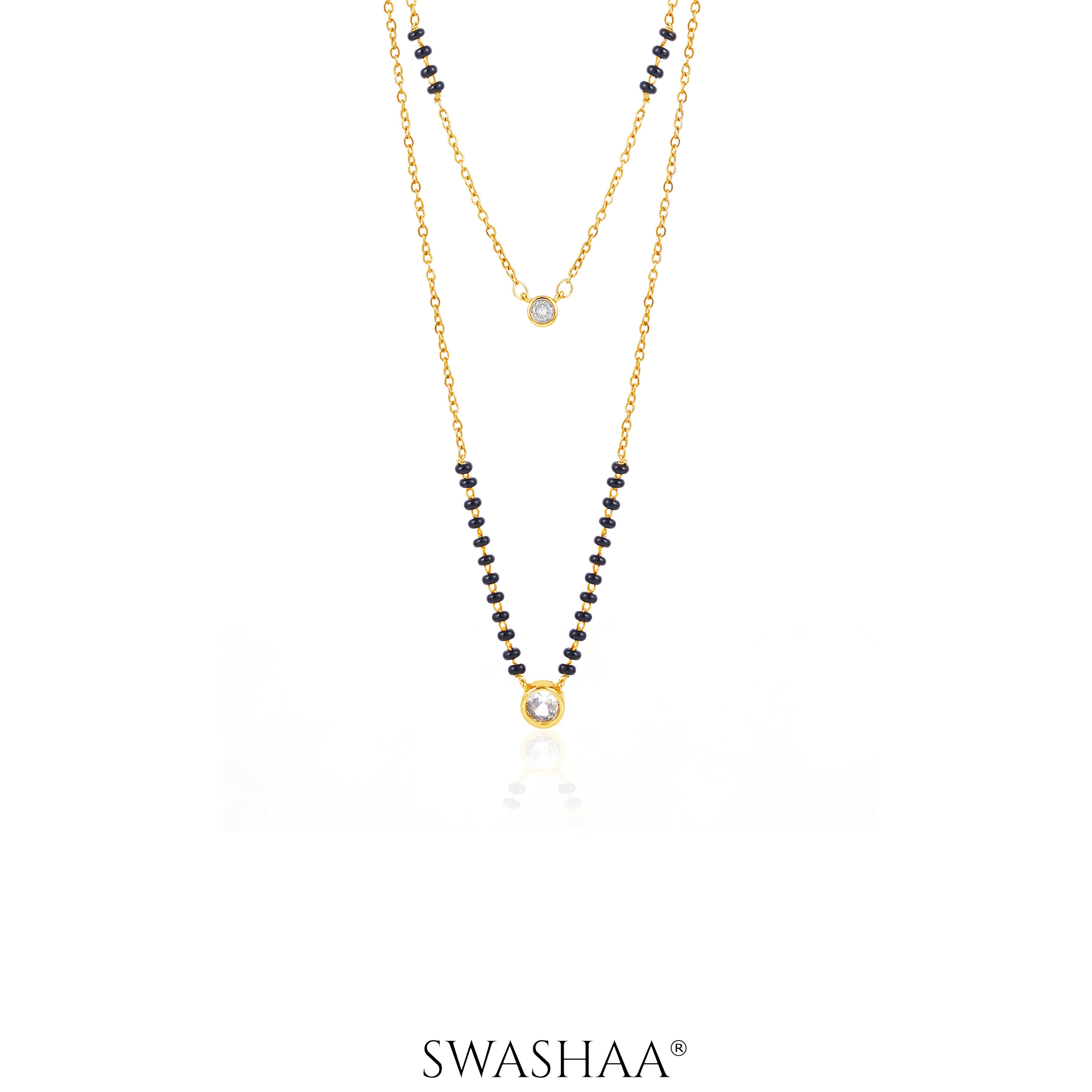 Quilla Dual Layered Diamond Stud 18K Gold Plated Mangalsutra
