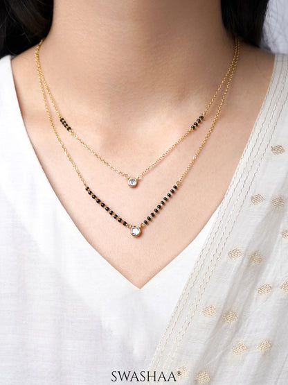 Quilla Dual Layered Diamond Stud 18K Gold Plated Mangalsutra