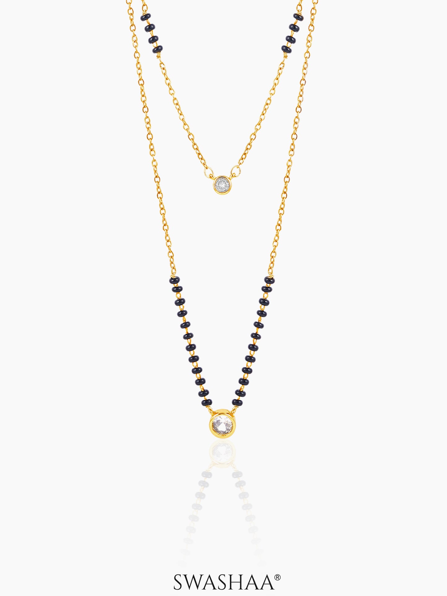 Quilla Dual Layered Diamond Stud 18K Gold Plated Mangalsutra