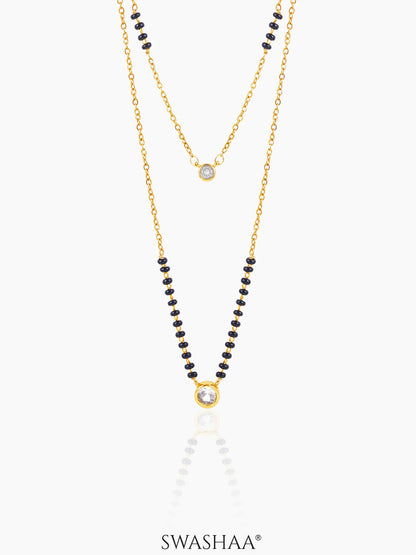 Quilla Dual Layered Diamond Stud 18K Gold Plated Mangalsutra