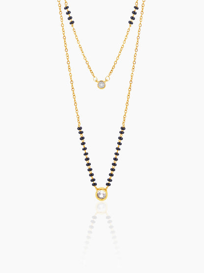 Quilla Dual Layered Diamond Stud 18K Gold Plated Mangalsutra