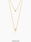 Quilla Dual Layered Diamond Stud 18K Gold Plated Necklace