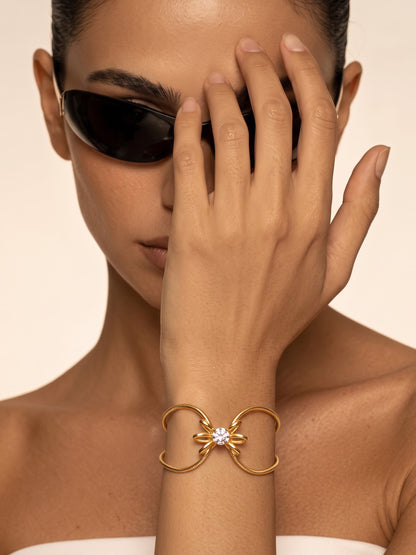 Quincy Charm Solitaire 18K Gold Plated Women's Layered Chain Bracelets
