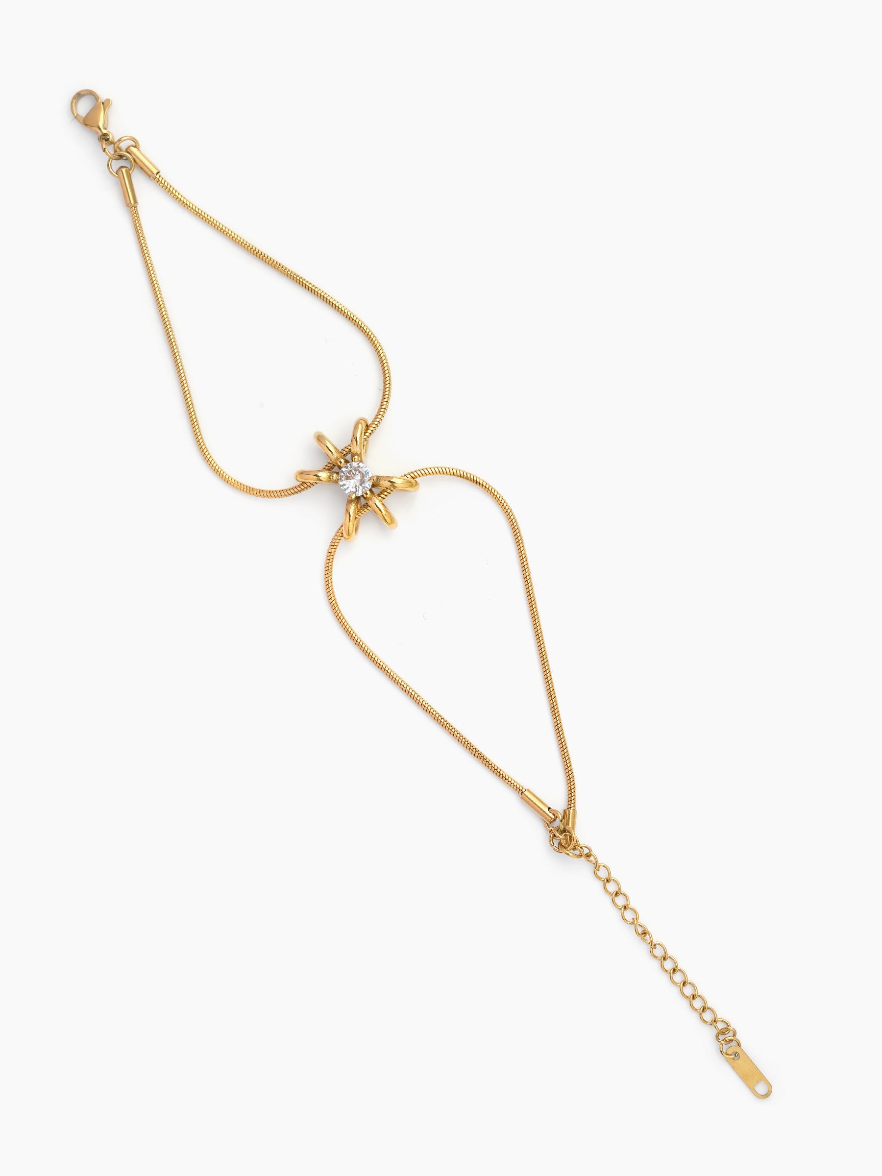Quincy Charm Solitaire 18K Gold Plated Women's Layered Chain Bracelets