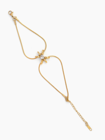 Quincy Charm Solitaire 18K Gold Plated Women's Layered Chain Bracelets