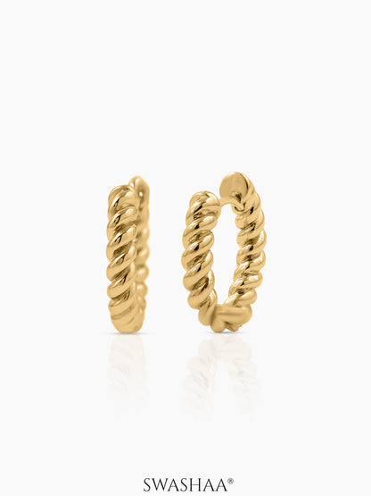 Quintus Twisted Rope 18K Gold Plated Hoop Earrings