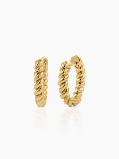 Quintus Twisted Rope 18K Gold Plated Hoop Earrings