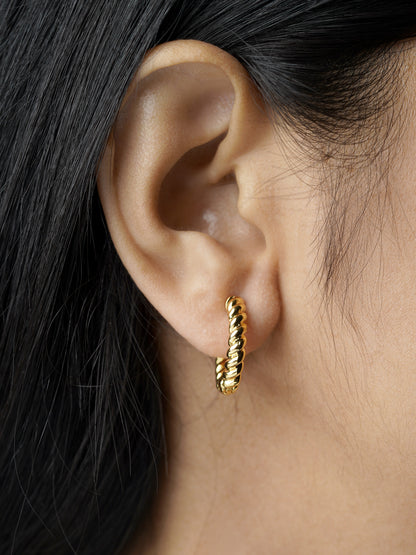 Quintus Twisted Rope 18K Gold Plated Hoop Earrings