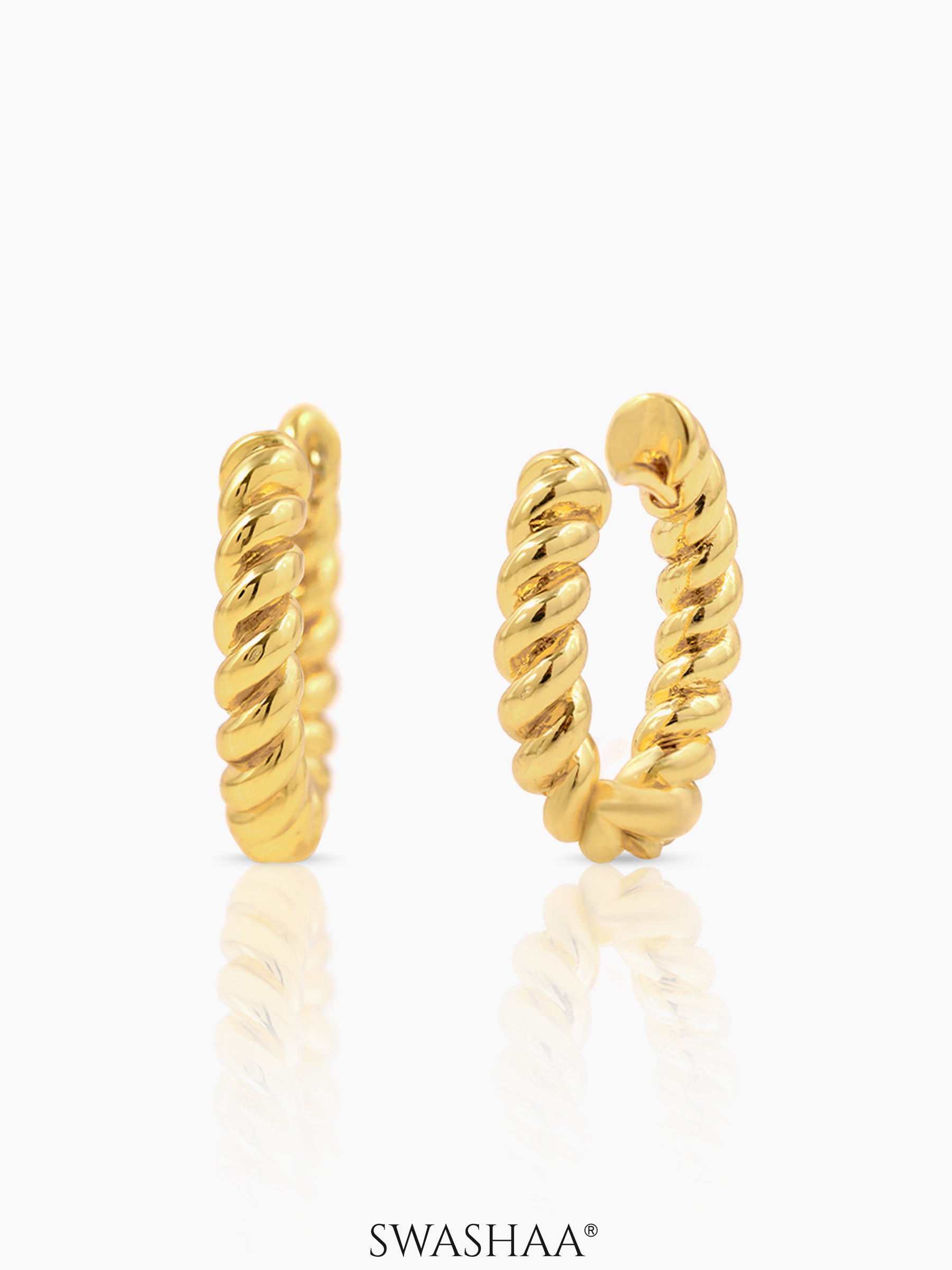 Quintus Twisted Rope 18K Gold Plated Hoop Earrings