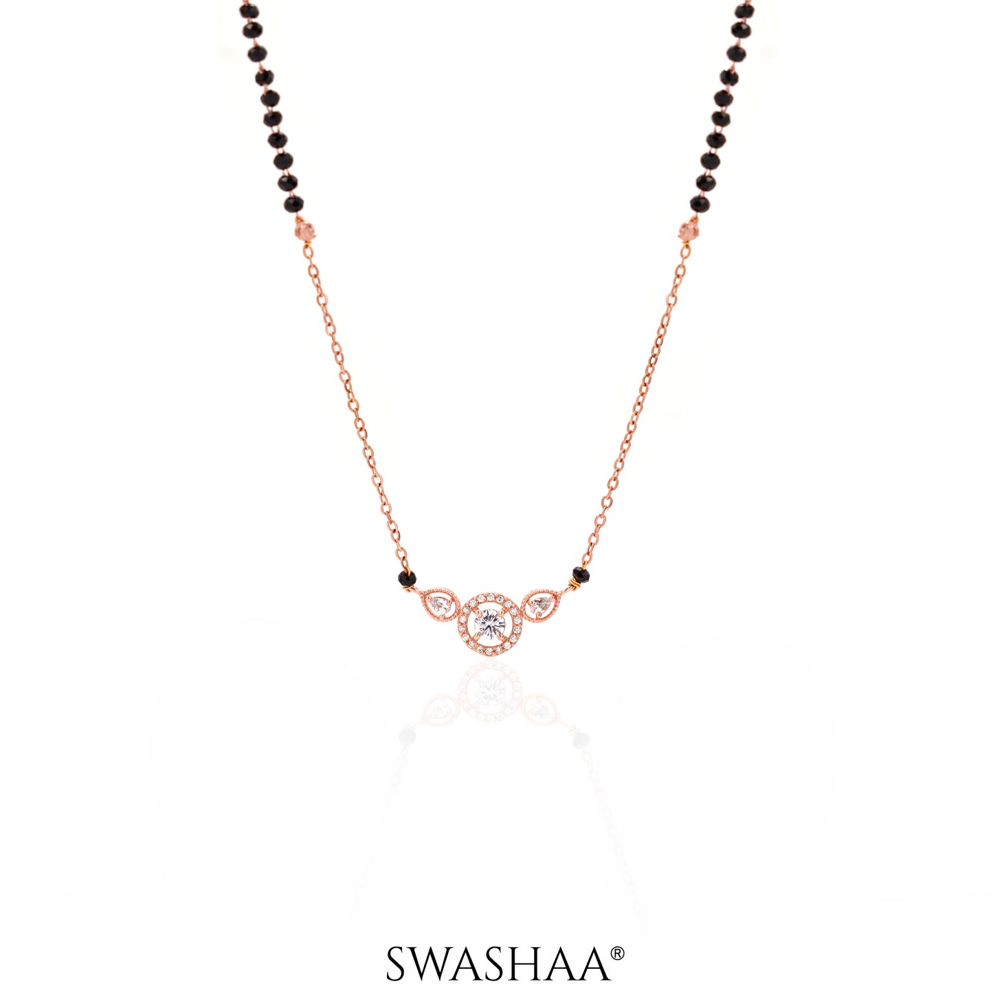 Rivya Solitaire Rosegold Plated Mangalsutra