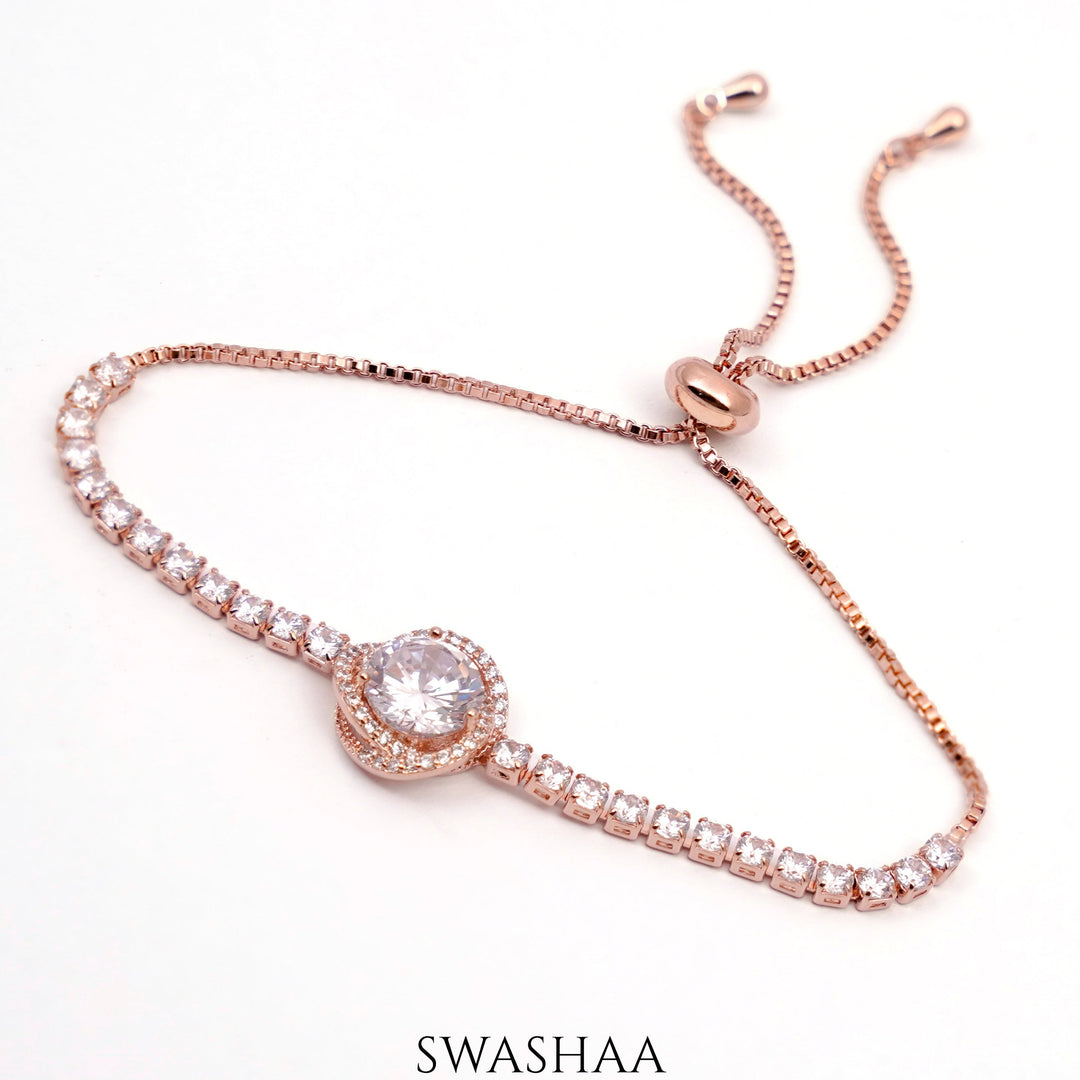 Rose Solitaire Rosegold Plated Bracelet