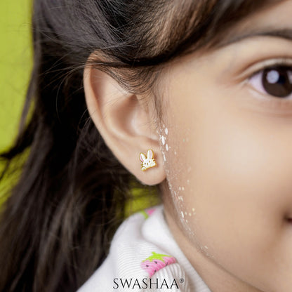 Ra Ra Rabbit Charm 18K Gold Plated Kid's Stud Earrings