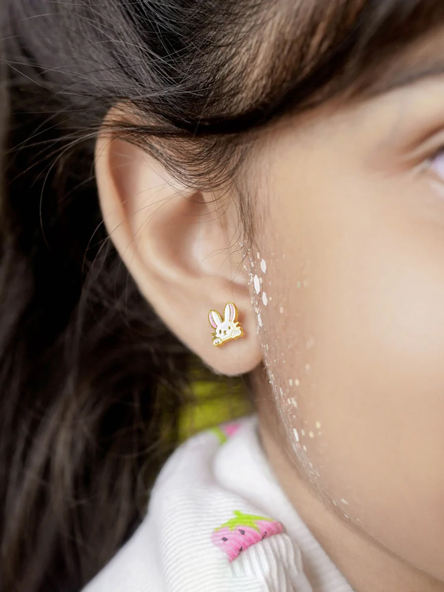 Ra Ra Rabbit Charm 18K Gold Plated Kid's Stud Earrings