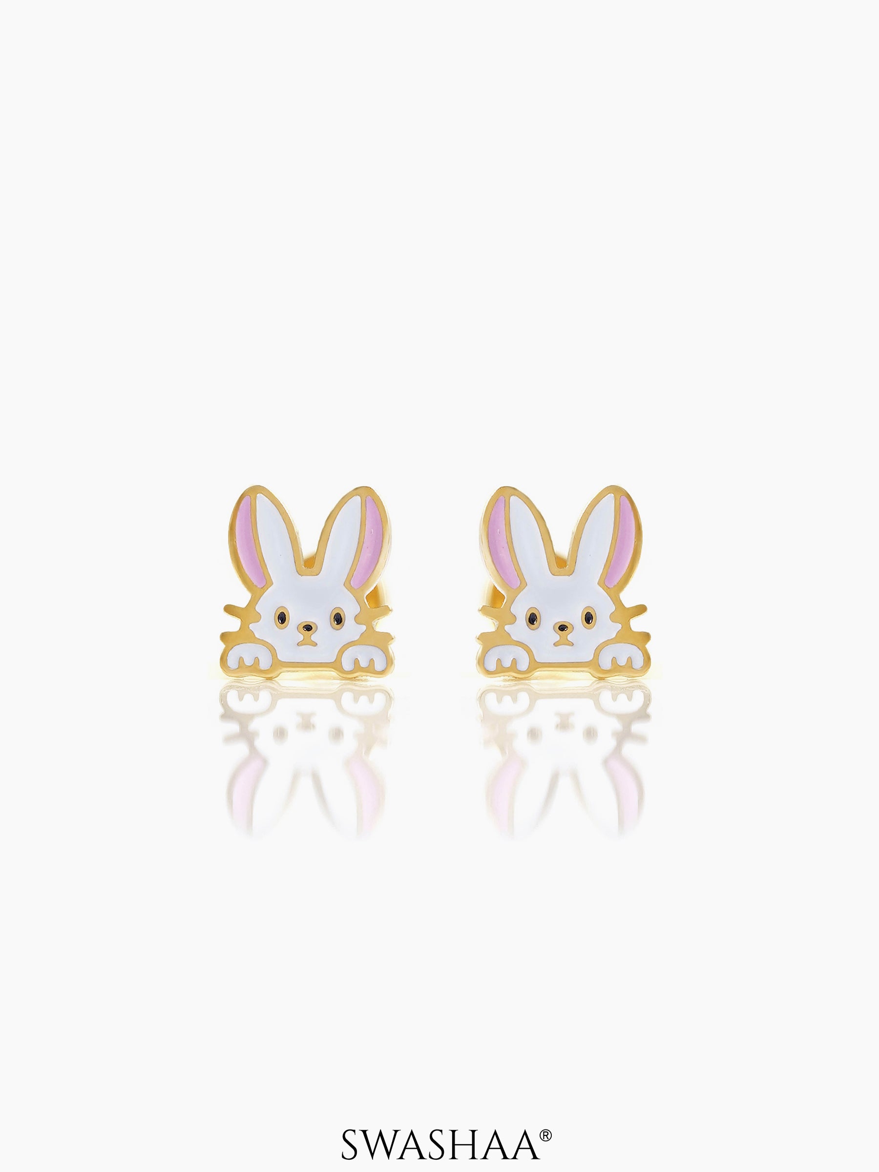 Ra Ra Rabbit Charm 18K Gold Plated Kid's Stud Earrings