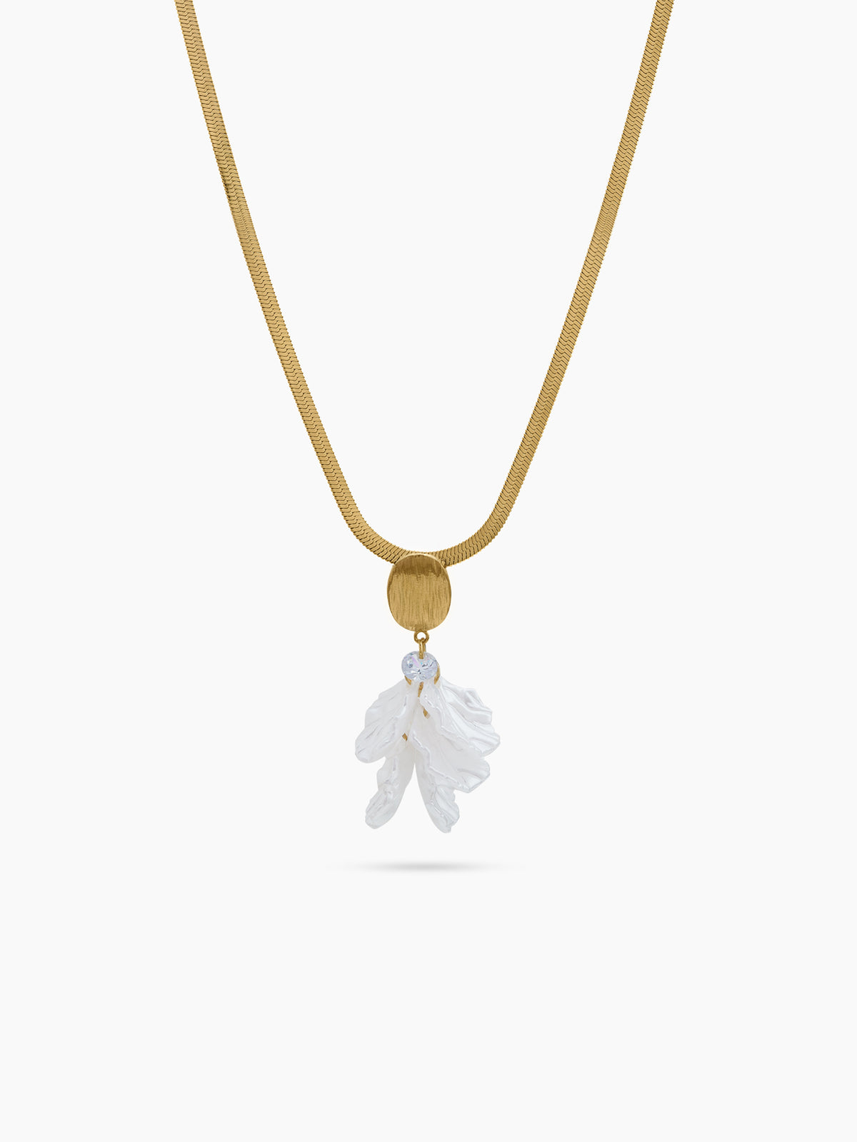 Rachel Shell Solitaire 18K Gold Plated Women's Chain Pendant Necklace